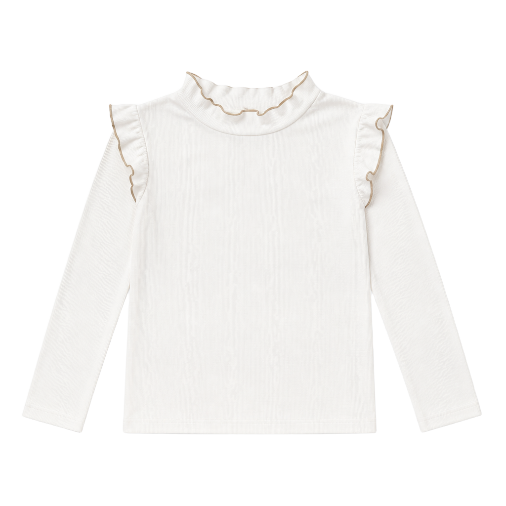 Dual Flutter Shoulder Long Sleeve Tee - -, 1