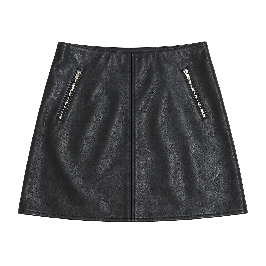 Forever 21 Faux Leather Zipper Pocket Mini Skirt Black Size Medium 1