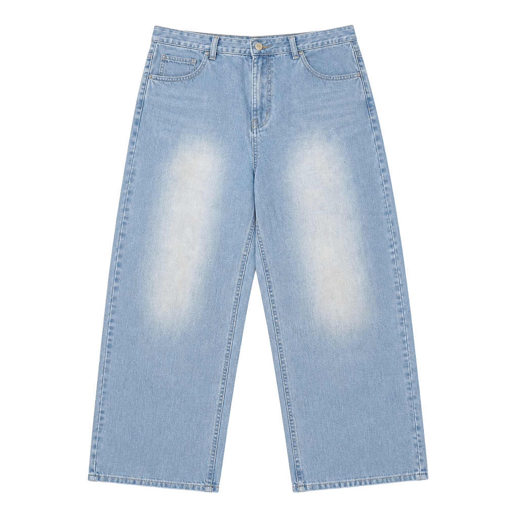 Forever 21 Light Wash Raw Hem Wide Leg Jeans 1