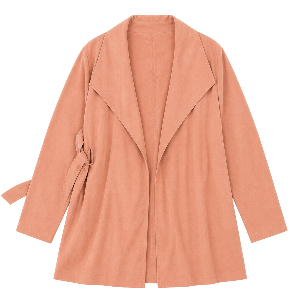 Love Tree Women's Pink Lightweight Open Front Duster Trench Coat Jacket Small 1