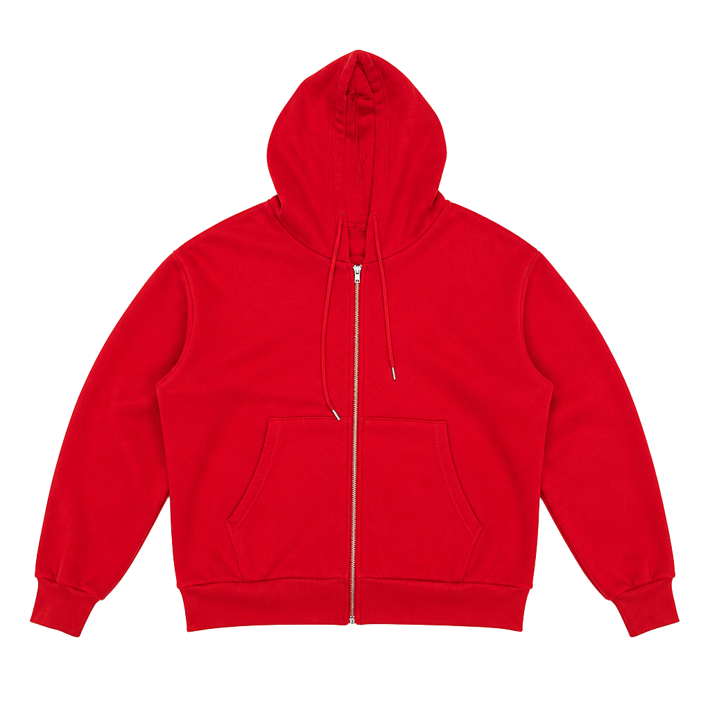 Red Full Zip Up Hoodie Sweatshirt 1