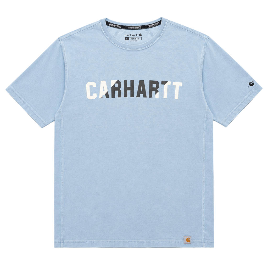 Carhartt Force Relaxed Fit T-Shirt Size L Light Blue Graphic Logo 1