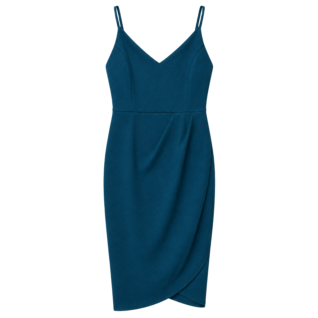 Lulus Sleeveless V-Neck Bodycon Midi Dress Teal Blue 1