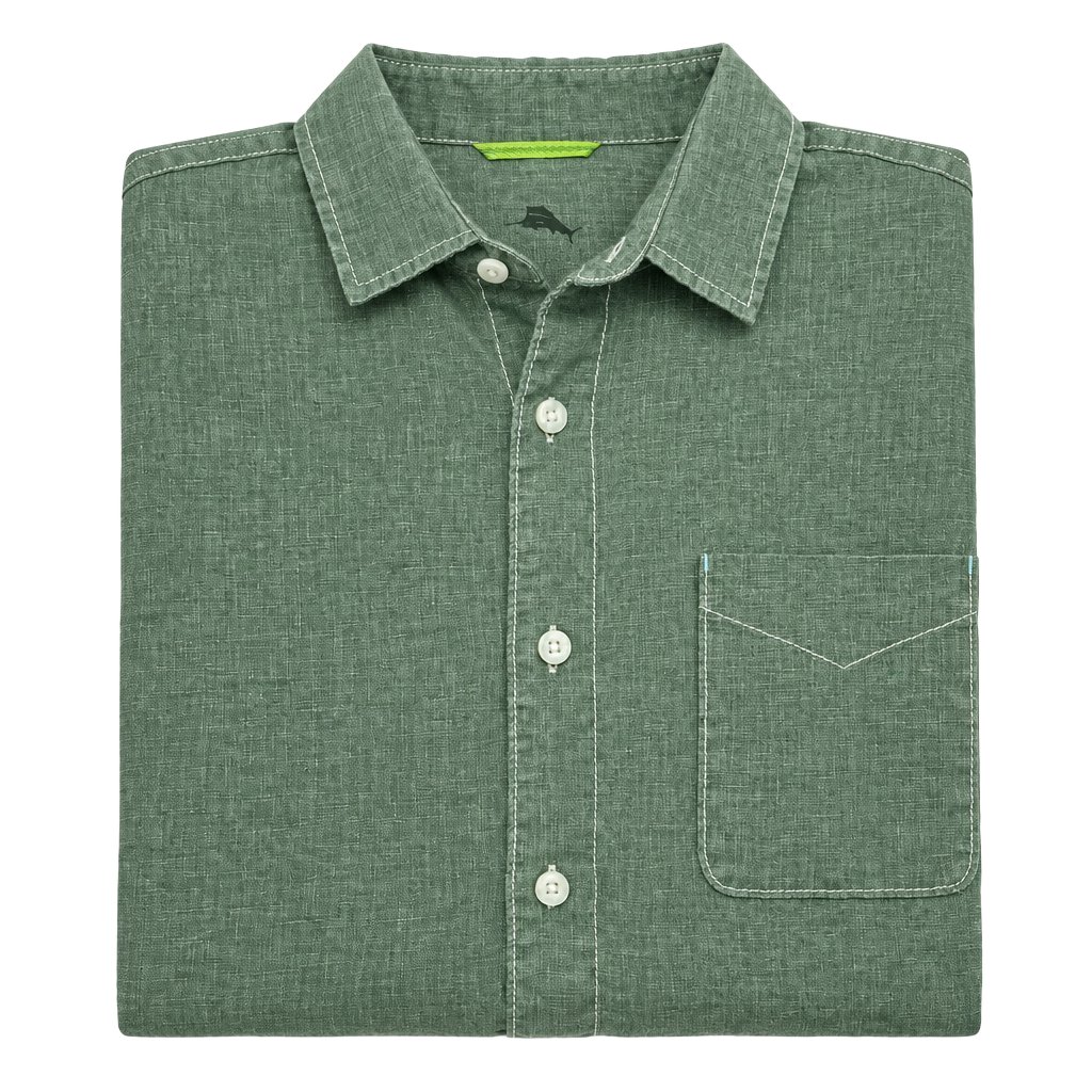 Tommy Bahama Button-Down Shirt Size XLT Green Linen 1