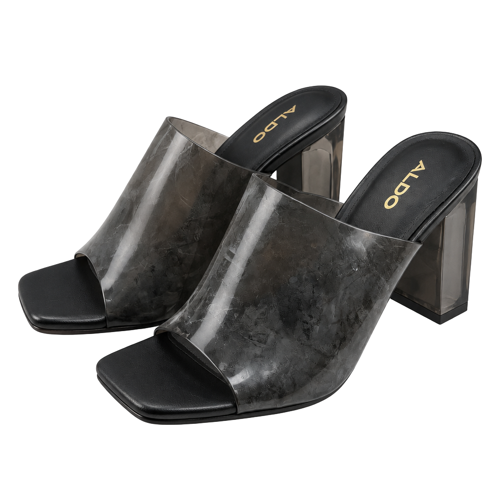 Aldo Ybendaviel Heels Size 8.5 Black Clear Sandals 1