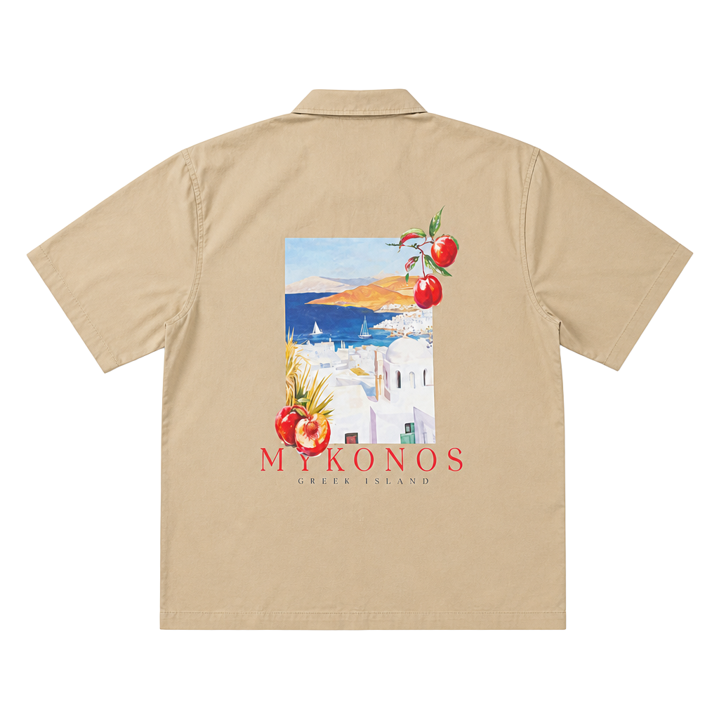 Shirt Brown Graphic Print Short Sleeves Men 1