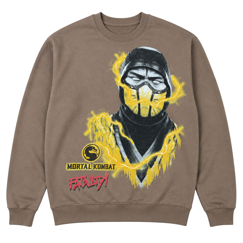 Mortal Kombat Scorpion Fatality Graphic Sweatshirt Brown 1
