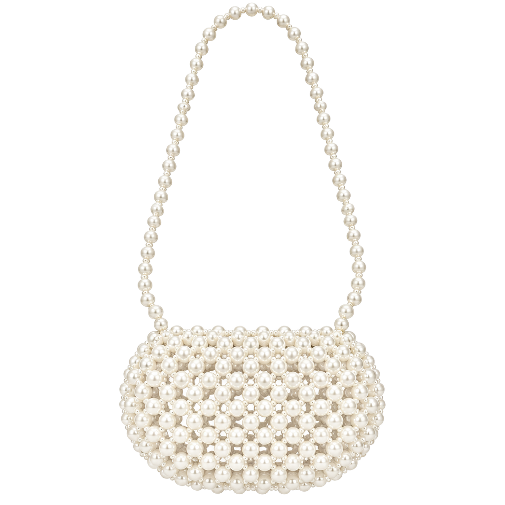 Pearl Beaded Shoulder Bag - White 1