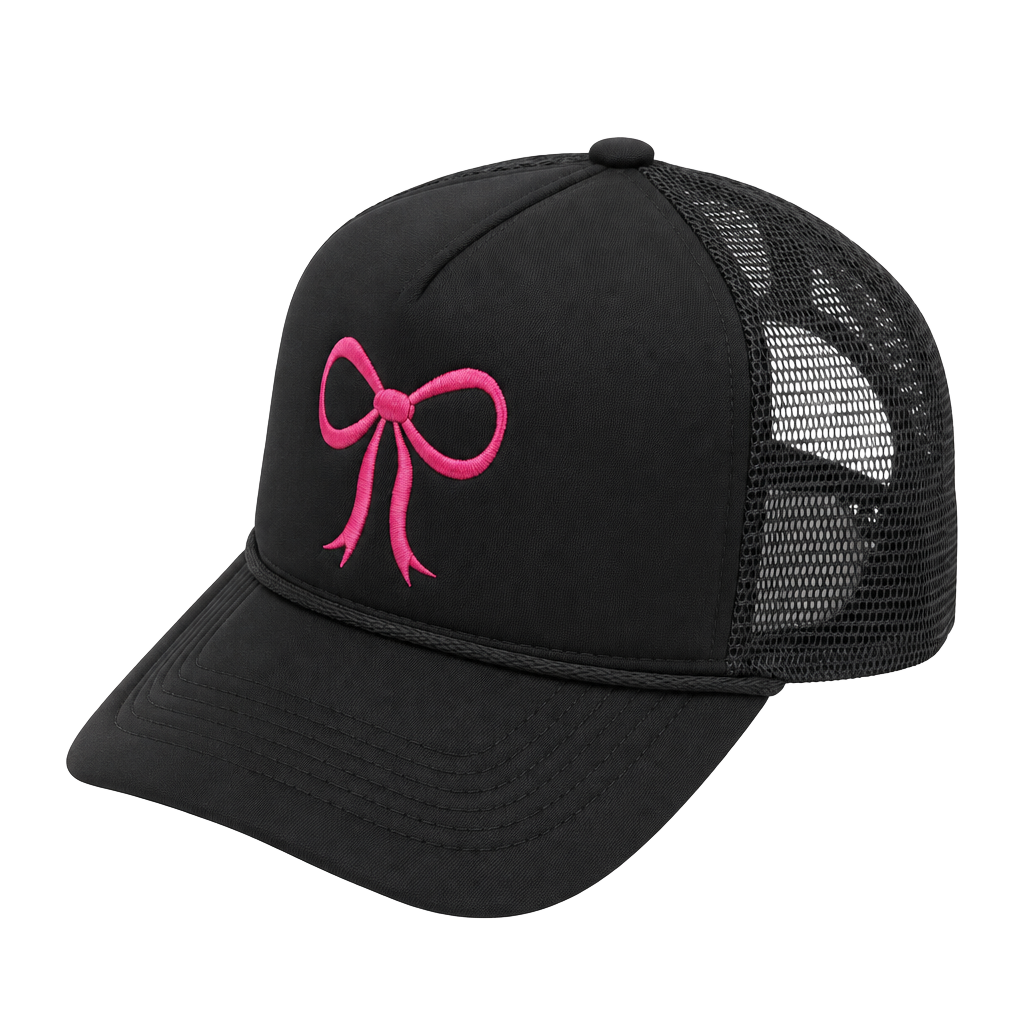 High-Quality Bow Embroidery Pattern womens trucker hat 1