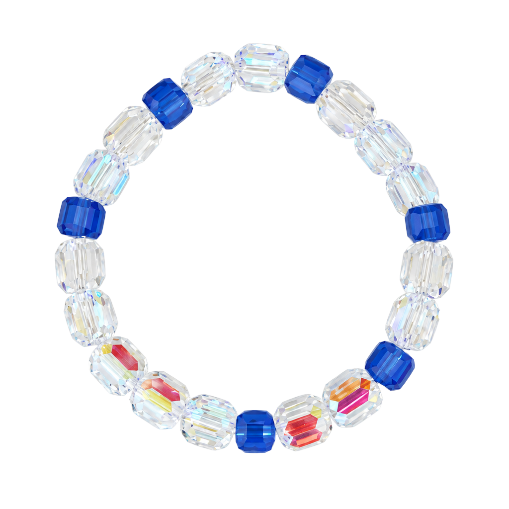 Clear Crystal & Blue Beaded Stretch Bracelet 1