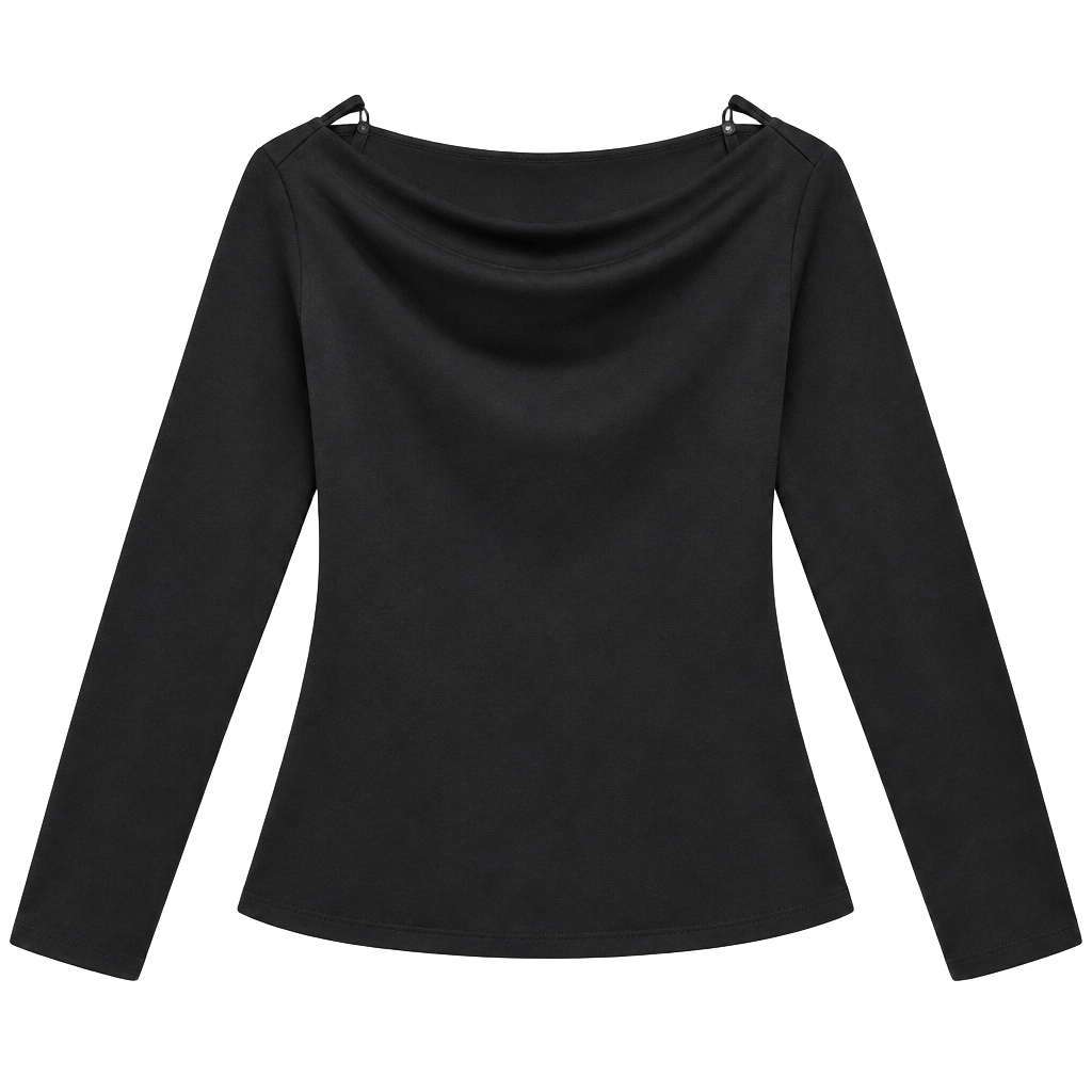 H&M Black Long-Sleeve Cowl Neck Top 1