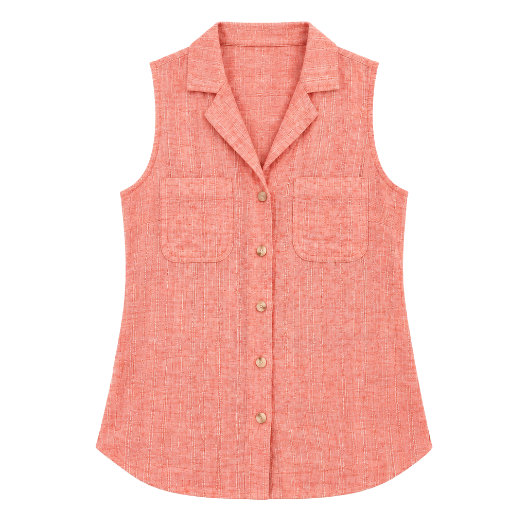 Maeve by Anthropologie Felicity Blouse Size 10 Coral Linen Blend Sleeveless Top 1