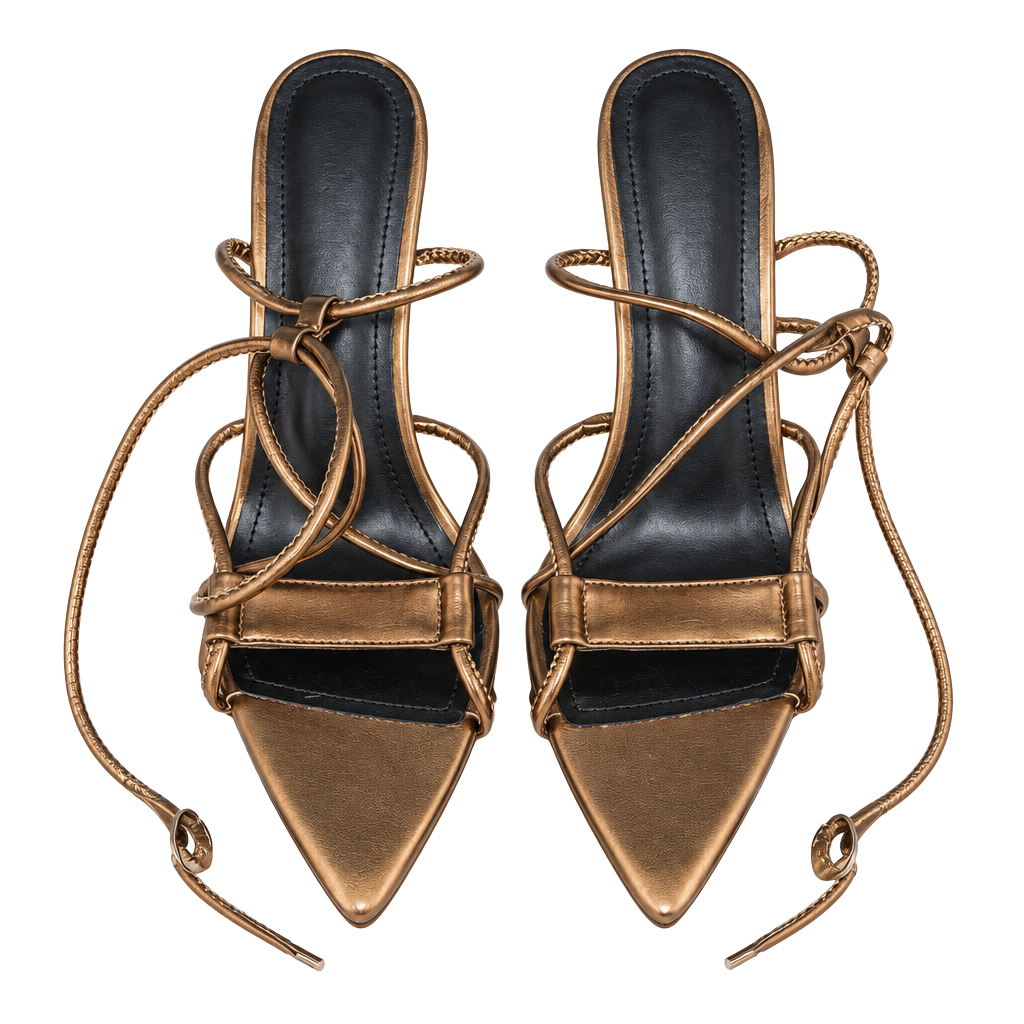 Cenasans Paris Bronze Strappy Heeled Sandals Size 38 ( US 8) 1