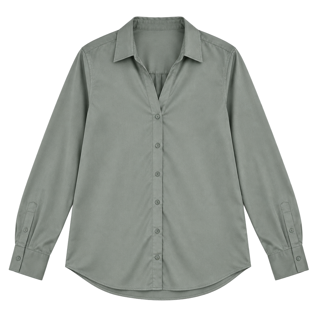 H&M Satin Long Sleeve Button-Down Shirt Size XS Sage Green New 1