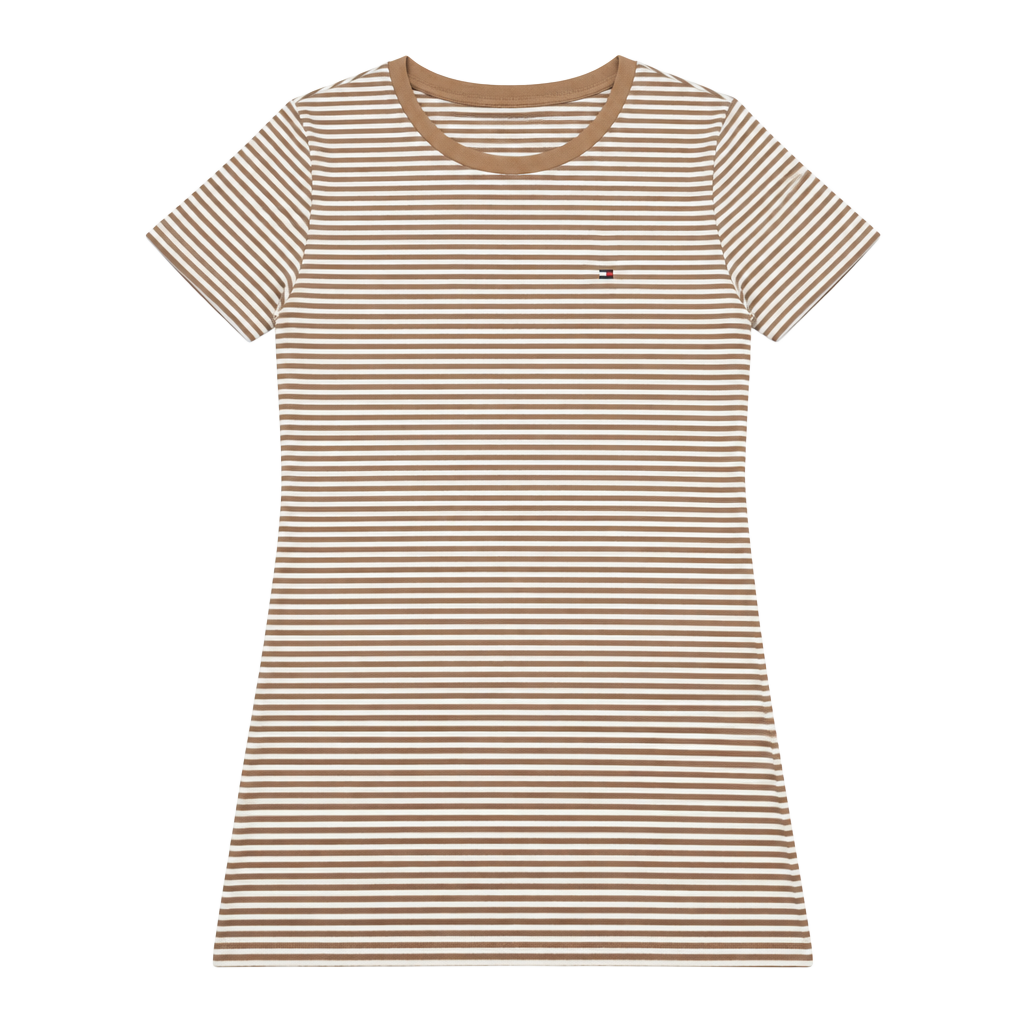 Tommy Hilfiger Striped Favorite T-Shirt Size XS Brown White 1