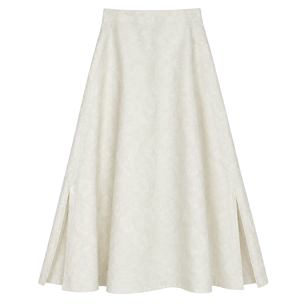 Talbots 100% Irish Linen White Flared Midi Length Skirt 1