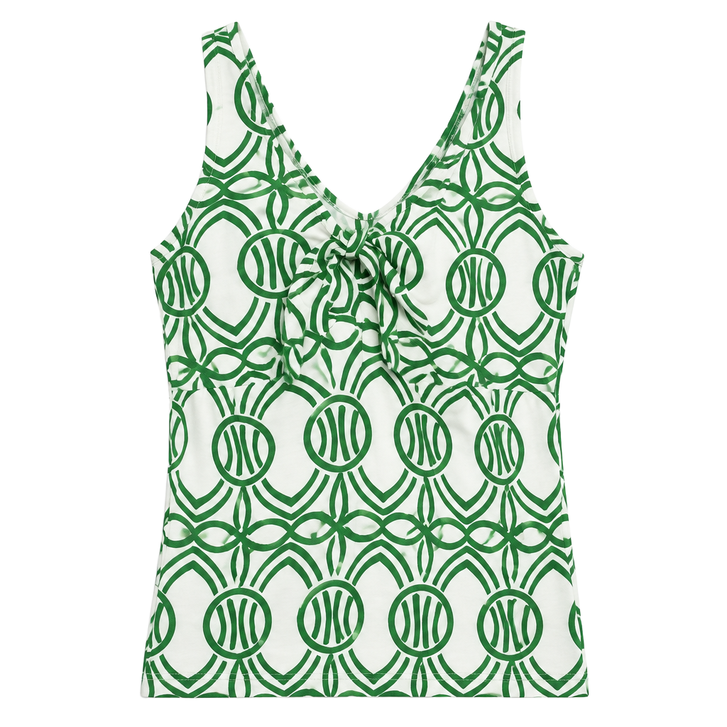 Maeve Green and White Geometric Sleeveless Top Small 1