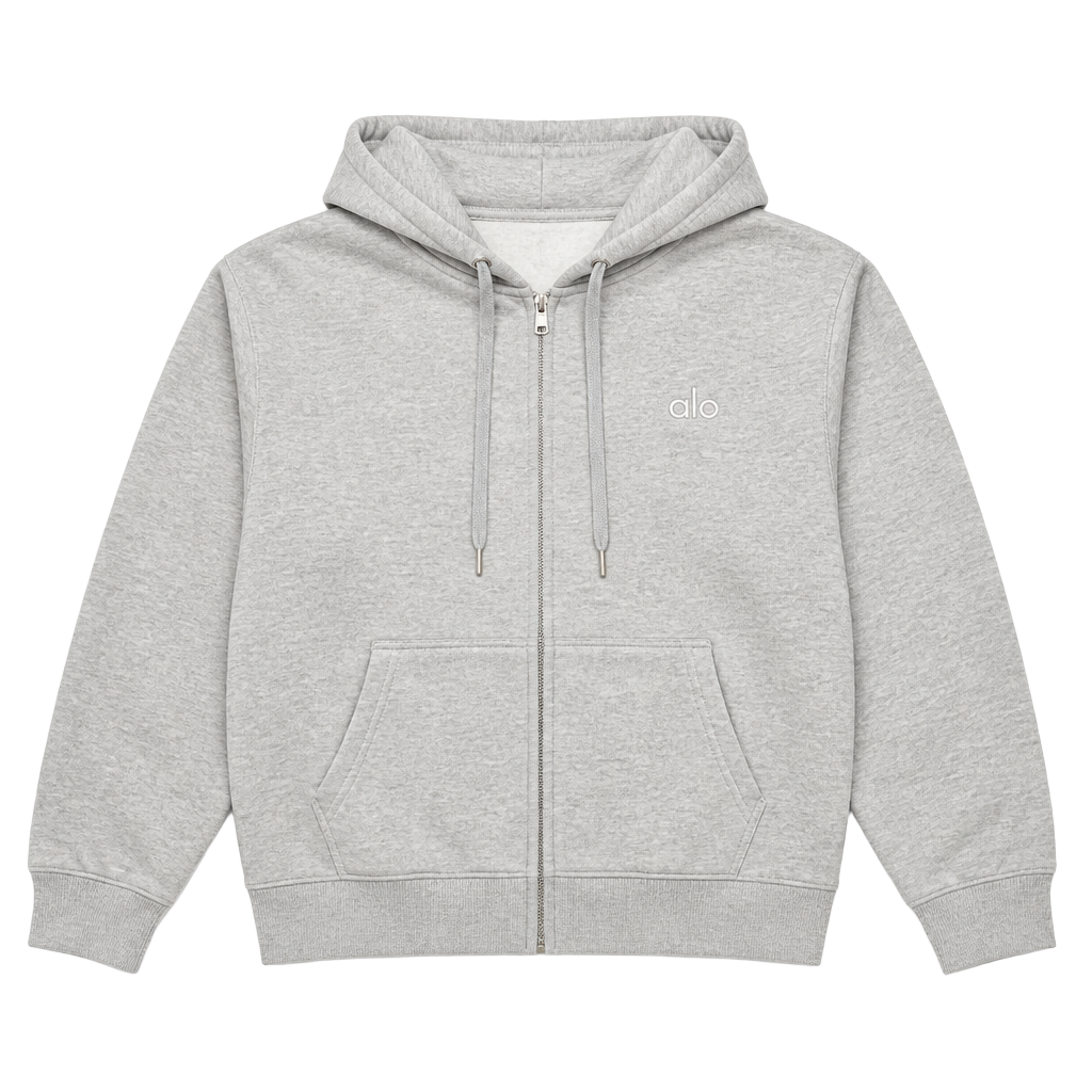 Alo Yoga Accolade Full-Zip Hoodie in Athletic Heather Grey 1