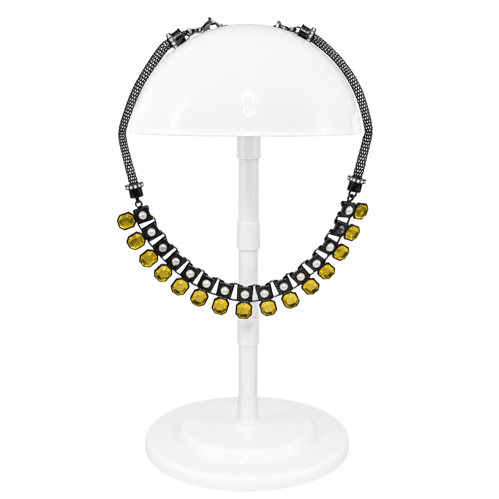 Lia Sophia Glaminator Hematite Glass Pearl and Citrine Crystal Statement Necklace 1