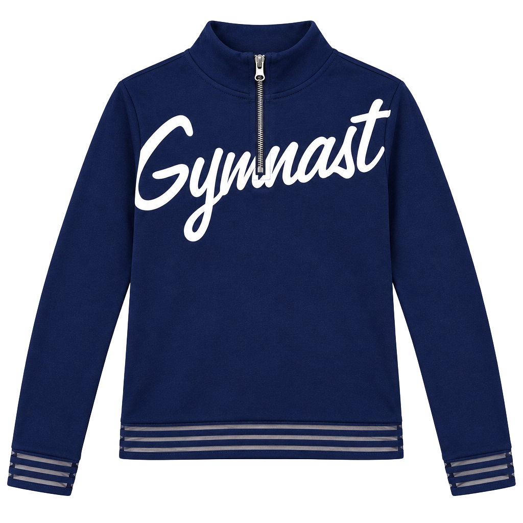 Justice Active Girls Size 10 Navy “Gymnast” Quarter Zip Pullover 1