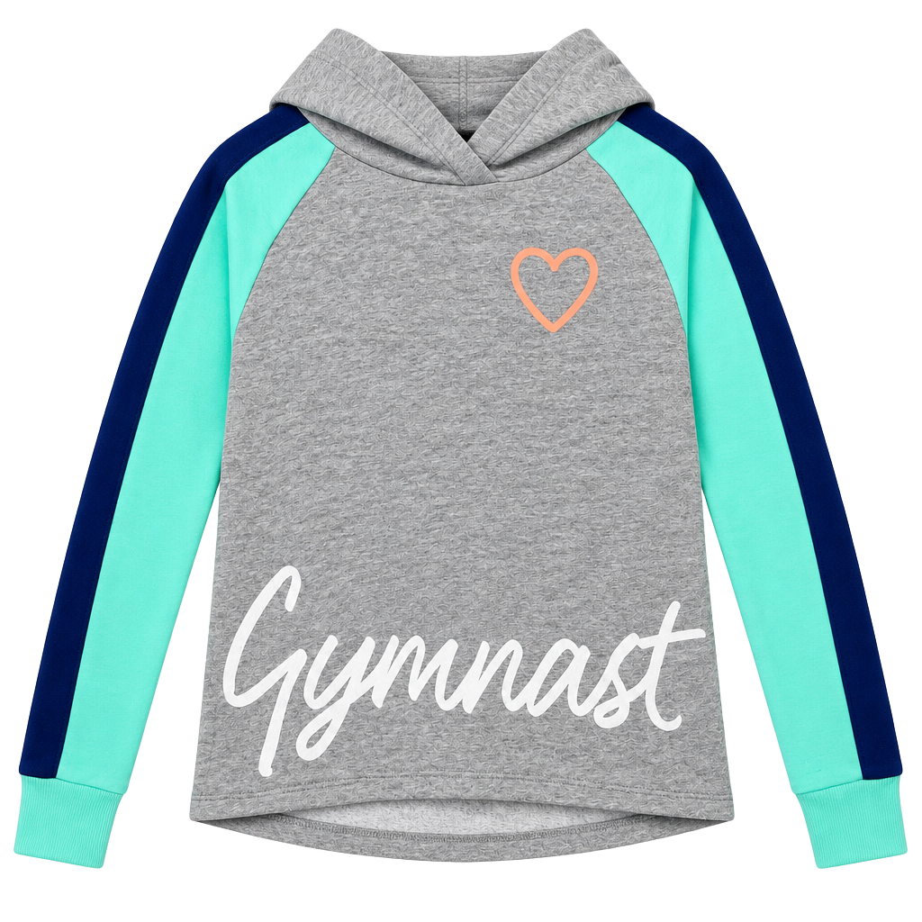 Justice Active Girls Gymnast Hoodie Size 10 Gray Mint Navy Glitter 1