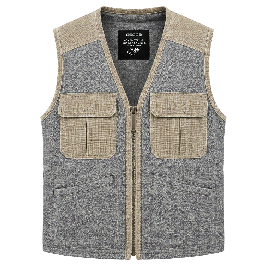 OSOCE Compo Evinho Gray Canvas Laptop Diaper Backpack with Tan Straps 1