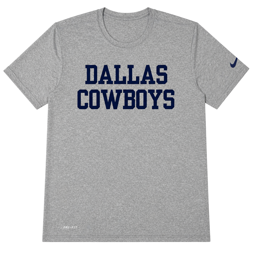 Nike Tee NFL Dallas Cowboys Size S Gray Dri-Fit Polyester Short Sleeves Applique 1