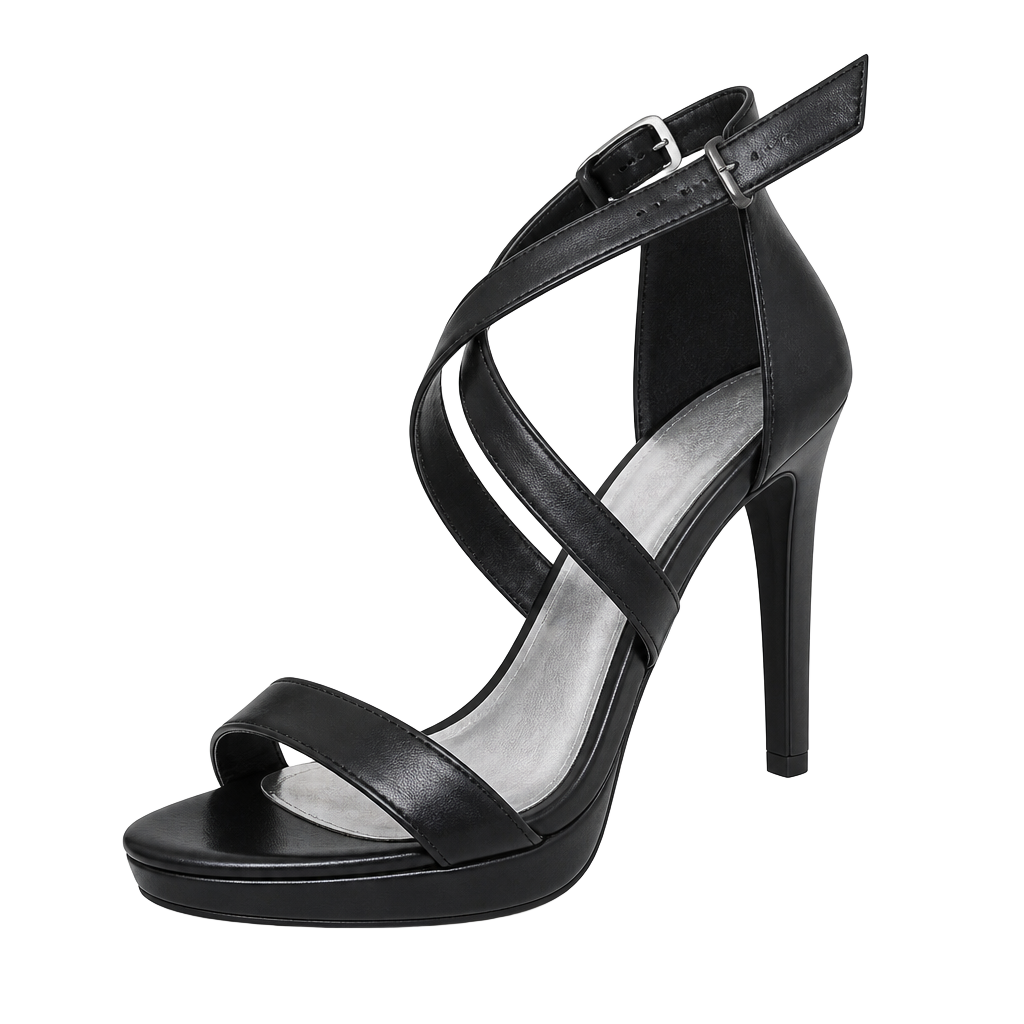 Daisy Fuentes Caite Black Criss Cross Strap Platform High Heel Sandals 1