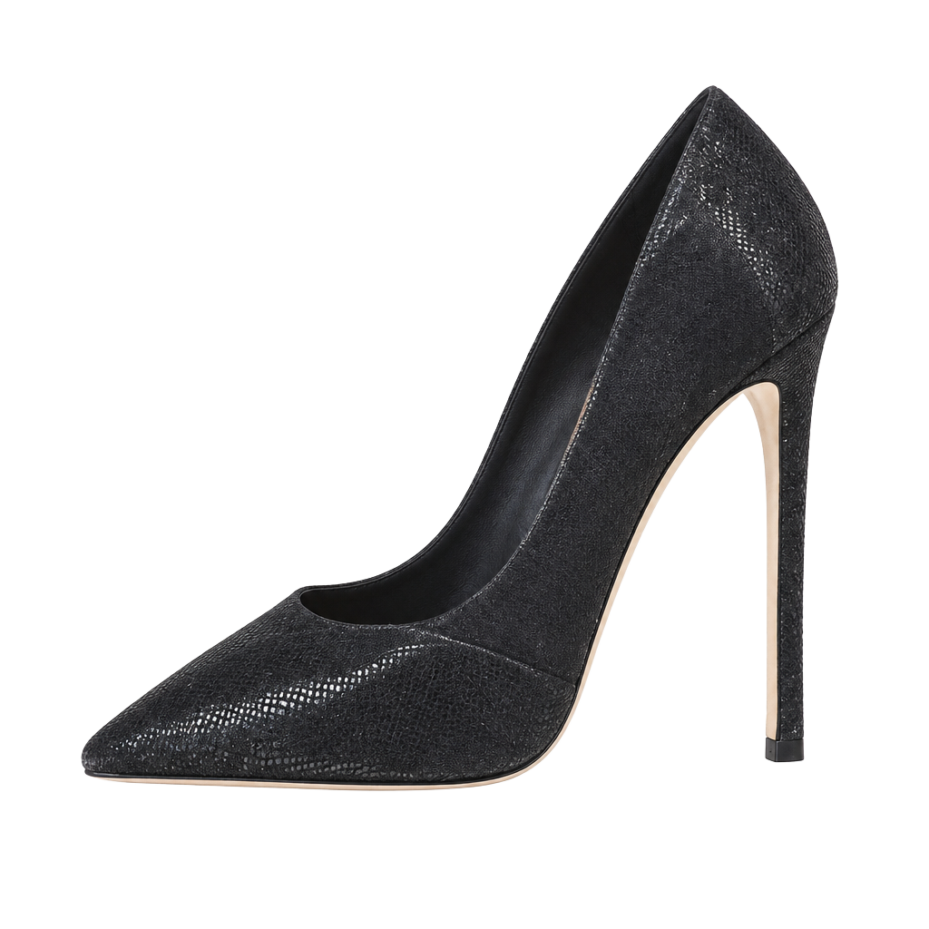 ASOS Black Snake Embossed Pointed Toe High Heel Pumps 1