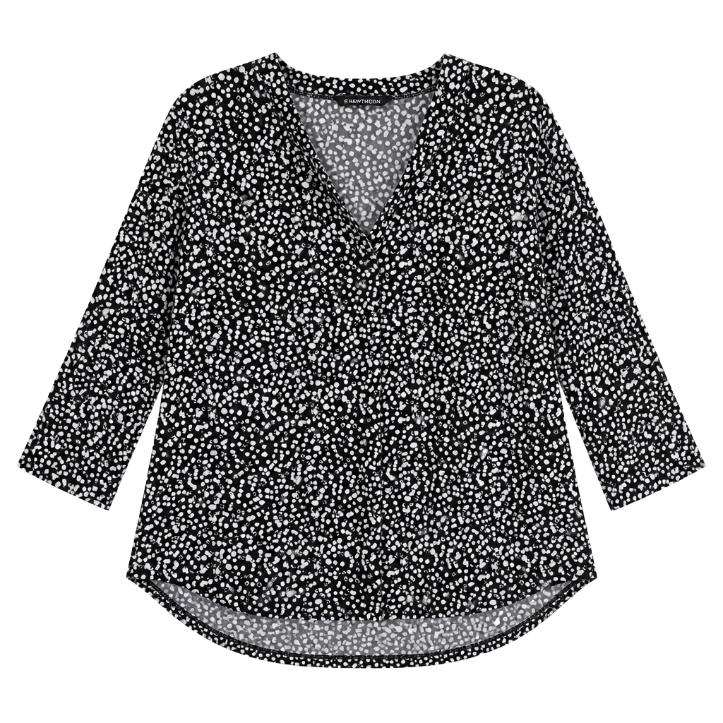 41 Hawthorn Black and White V-Neck Blouse 3/4 sleeve Size S 1