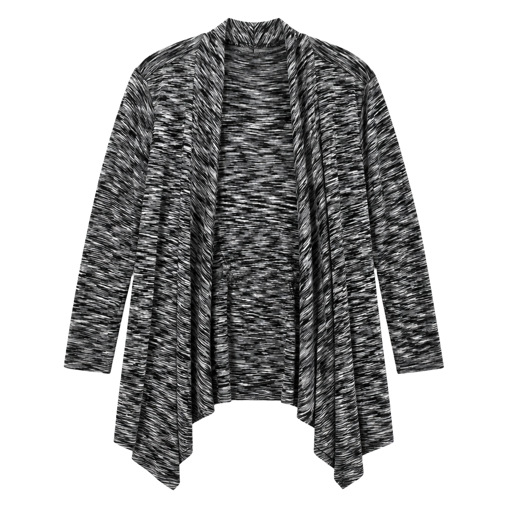 Cupio Black Gray and White Spacedye Open Front Cardigan Size Medium 1