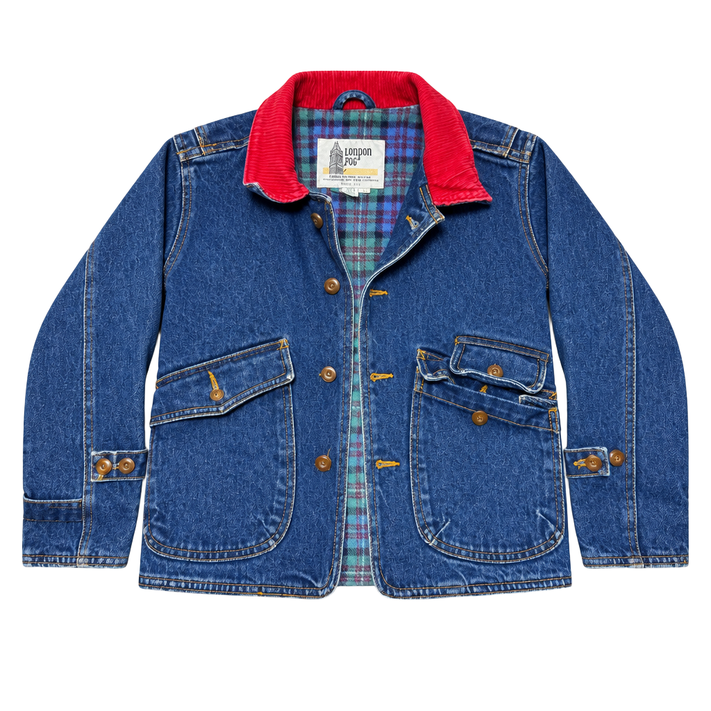 Vintage London Fog Denim Coat, Pink Collar, Youth 1