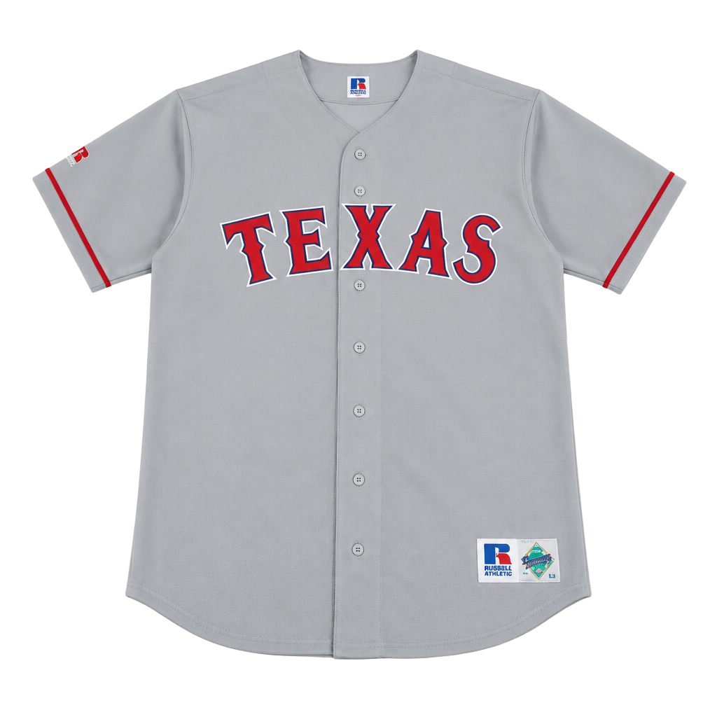 Russell Athletic Texas Rangers Jersey Size 52 Gray Baseball MLB 1