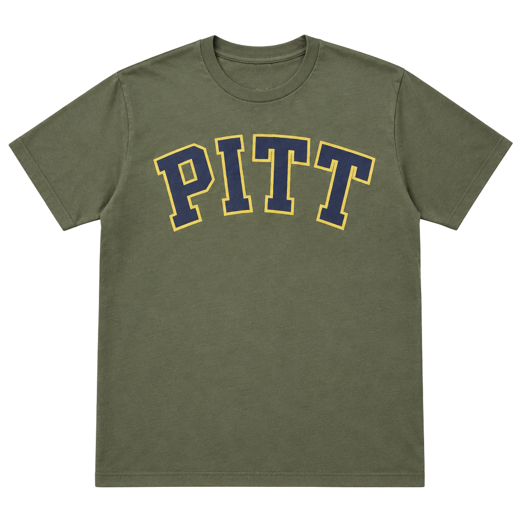 Delta Ringspun University of Pittsburgh Pitt Panthers Olive Green Graphic T-Shirt 1