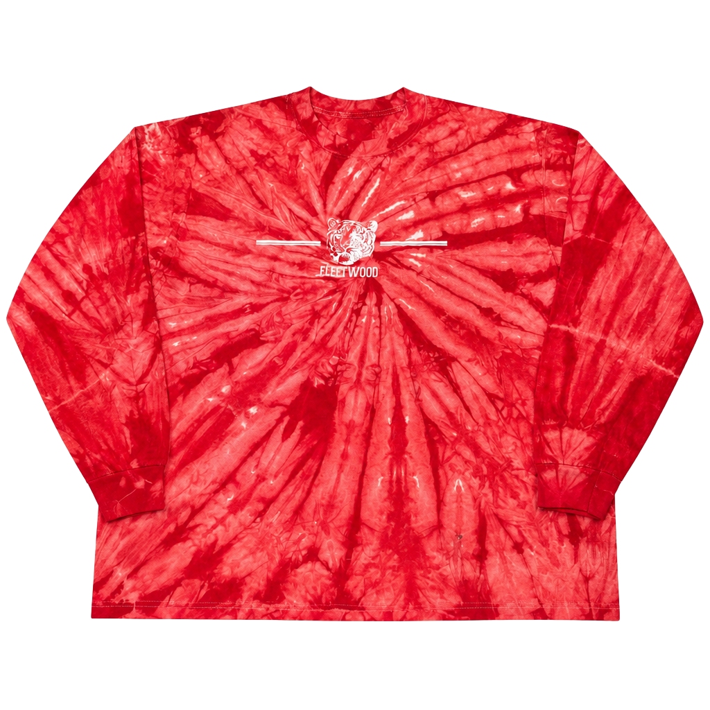Delta Pro Weight Fleetwood Tiger Long Sleeve T-Shirt Size L Red Tie Dye 1