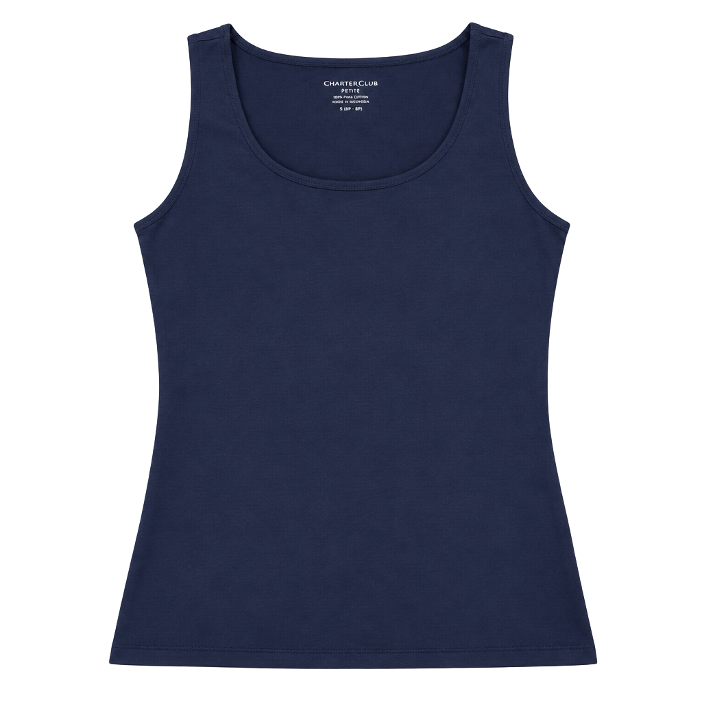 Charter Club Petite Tank Top Size PM Blue Sleeveless Scoop Neck 1