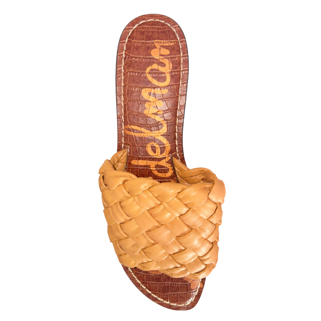 Sam Edelman Griffin Woven Slide Sandals Tan Leather 1
