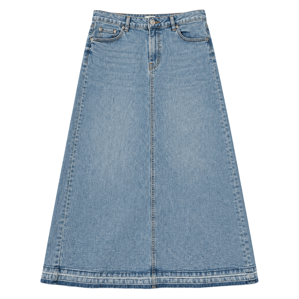 Primark Denim Co. Denim Skirt Size 14 Light Blue Midi Back Slit 1