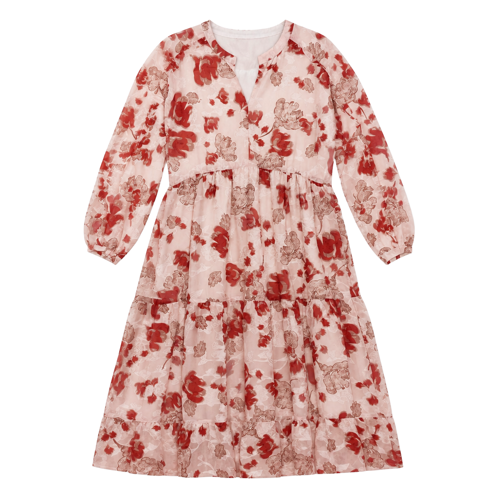 Pink Floral Tiered Maxi Dress 1