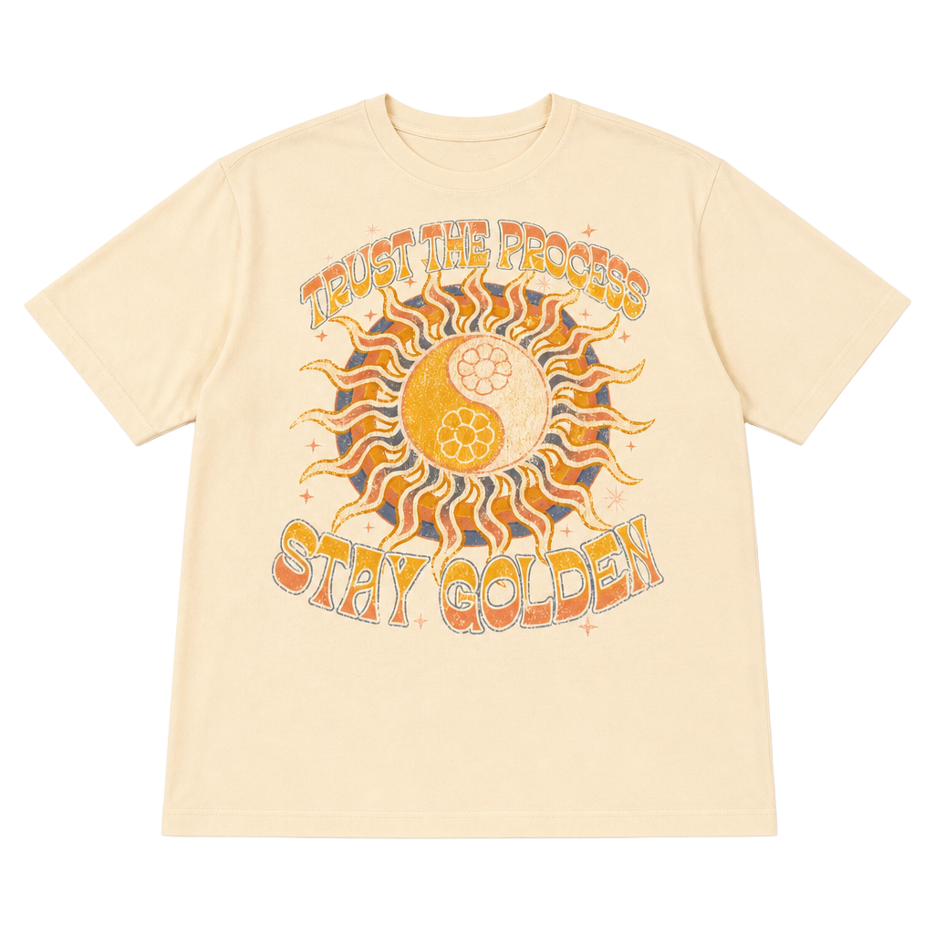 Graphic T-Shirt Trust The Process Stay Golden Sun Yin Yang 1