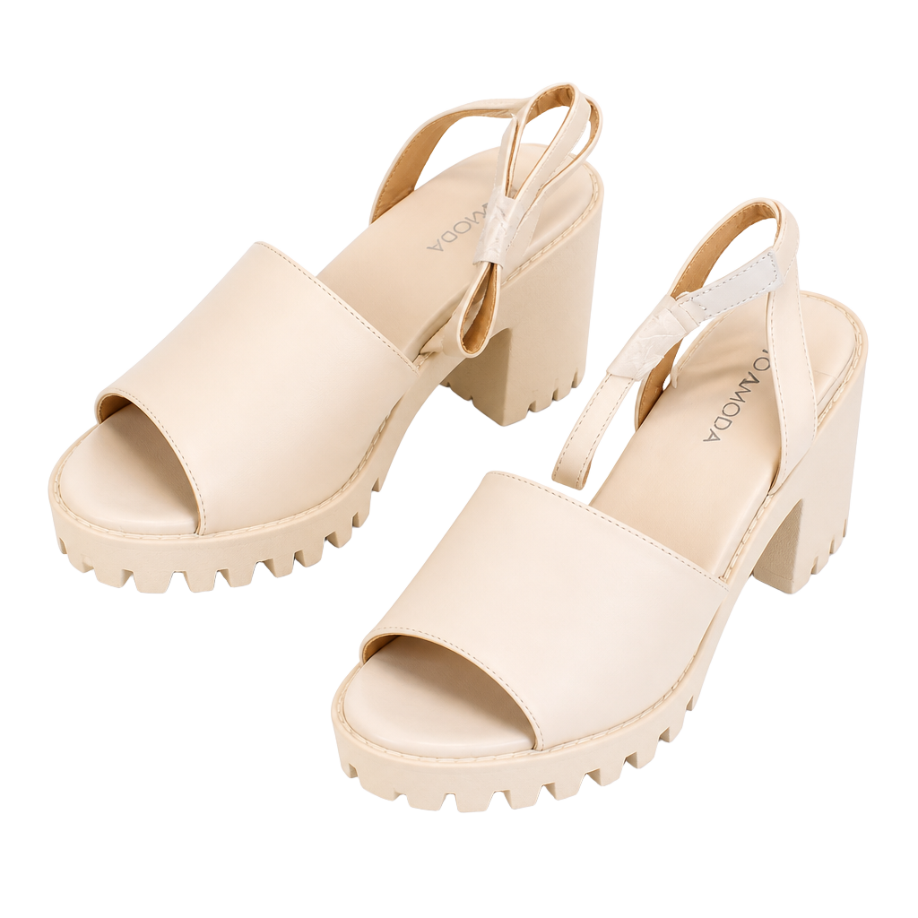 Top Moda MARRY Women's Fashion Open Toe Single Wide Band Chunky Lug Sole Block Heel Sandals 1