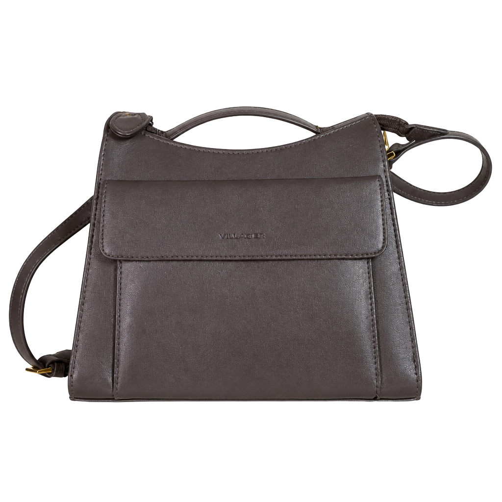 Villager Brown Faux Leather Shoulder Bag with Front Flap Pocket 1