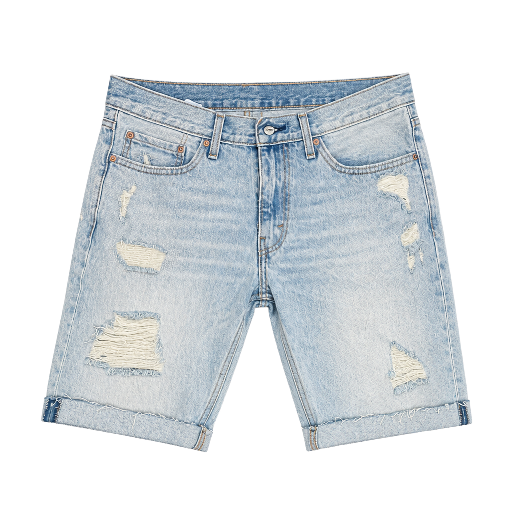 Levi's 511 Slim Fit Distressed Light Wash Denim Shorts 1