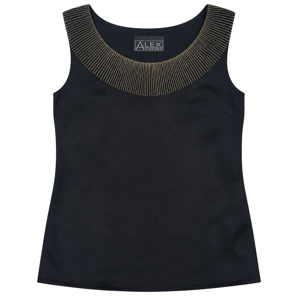 Alex Evenings Vintage Black and Gold Lurex Formal Top Size 18WP 1