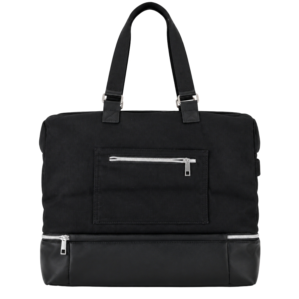Unbranded Canvas Weekender Travel Duffel Bag Black Bottom Compartment 1