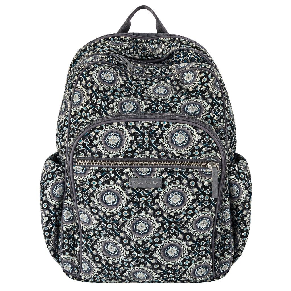 Vera Bradley Backpack Quilted Medallion Cotton Grey Black 1