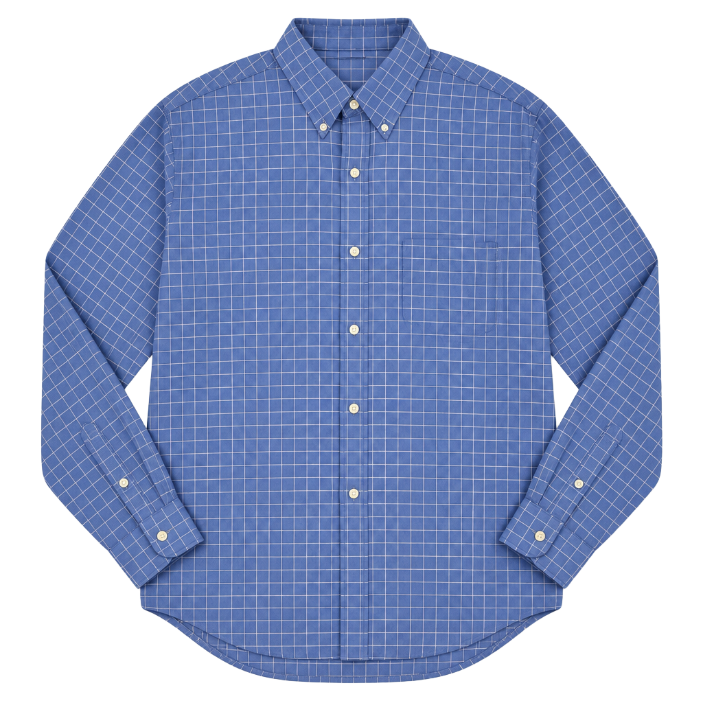 Nautica Traveler Twill Men's Large Blue Square Grid Button Down Shirt 1