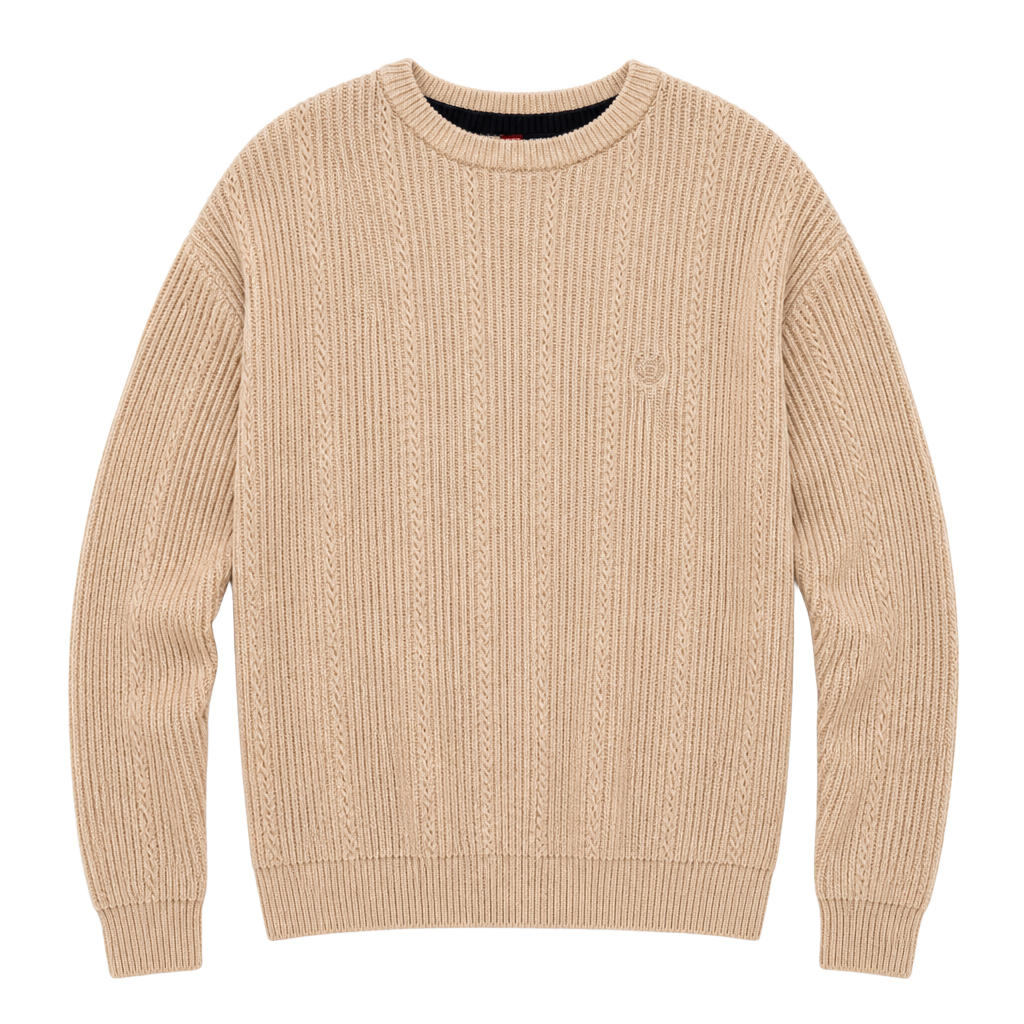 Chaps Cable Knit Crewneck Sweater Size L Cream Cotton 1