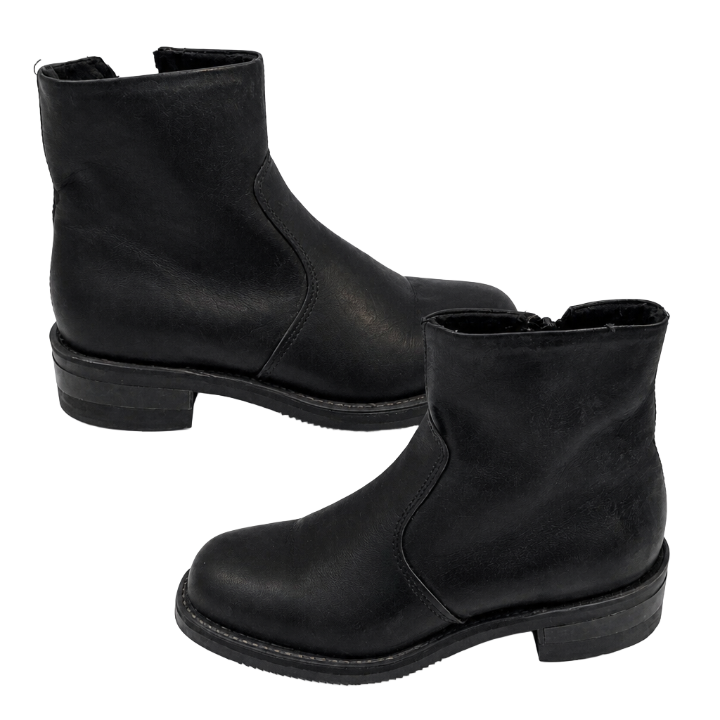 Double-H 6110 Men's Black Leather Side Zipper Ankle Boots Size 7.5 D 1