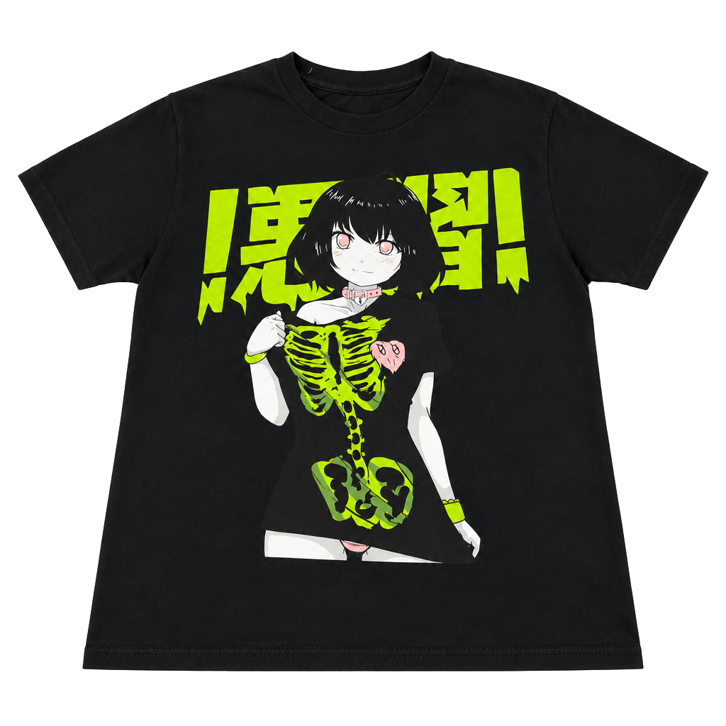 Bad Habits Anime Skeleton Graphic T-Shirt Size S Black 1